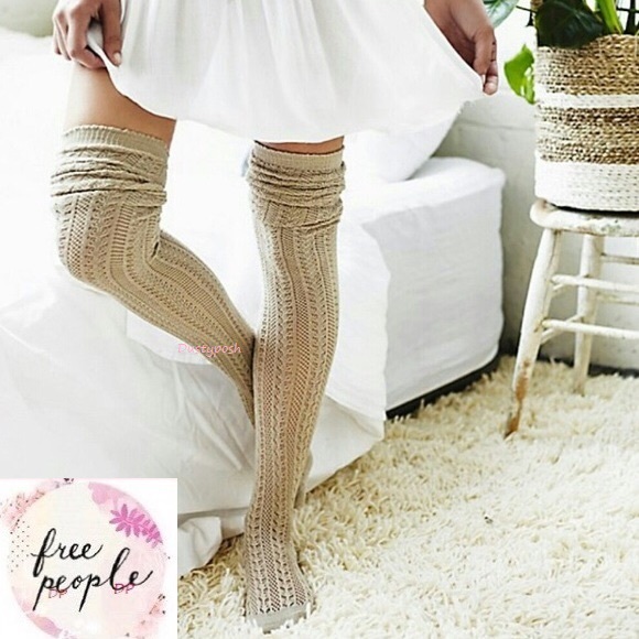 Free People Over Knee Socks Thigh High Open Knit Long Boot Lace Winter - Picture 4 of 4
